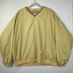 Vintage Haggar Golf Men's XL Pullover Windbreaker Yellow Vented Pockets